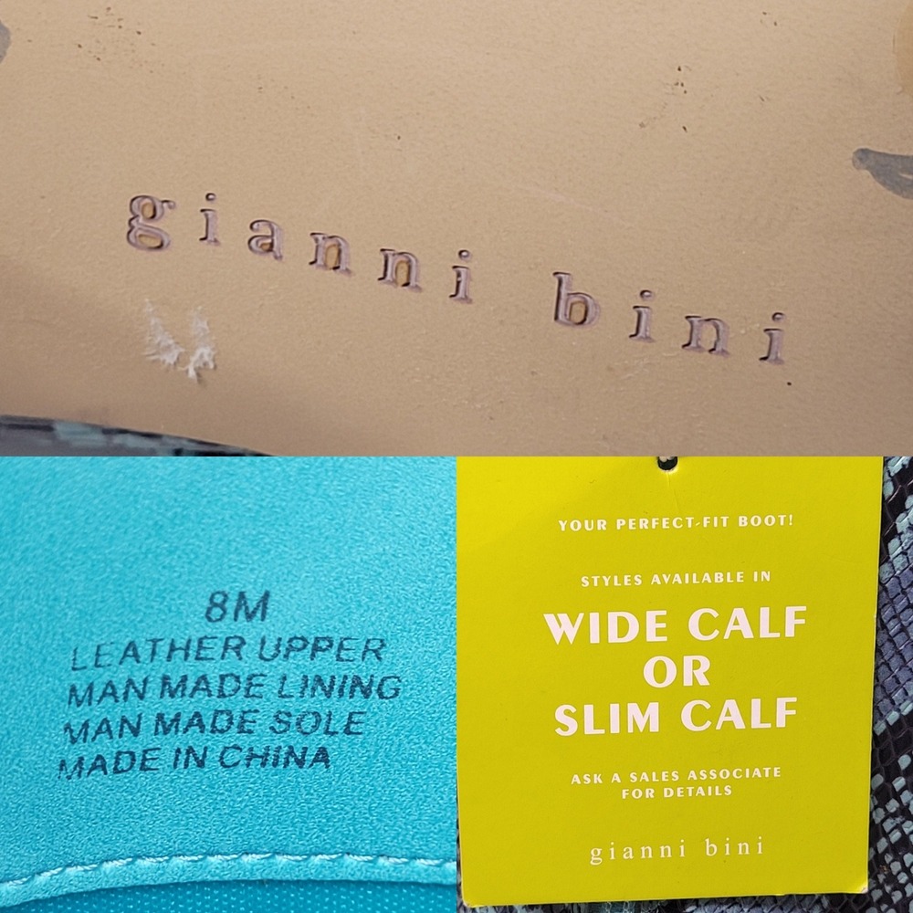 Gianni Bini Punk Lennoxe Teal Waters Snake Print Leather Tall Boots Calf 8M NEW - Picture 4 of 16